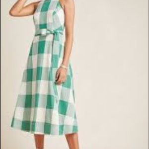 Anthropologie Maeve green gingham dress